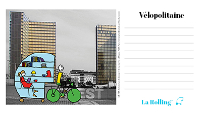 la rolling design house, cycle-vitrine, en promende à la BNF à Paris